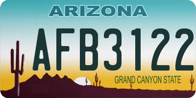 AZ license plate AFB3122
