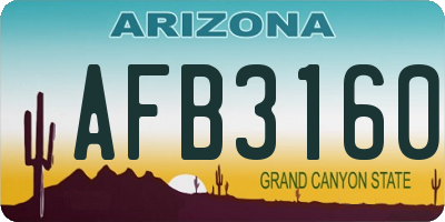 AZ license plate AFB3160