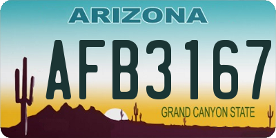 AZ license plate AFB3167