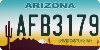 AZ license plate AFB3179
