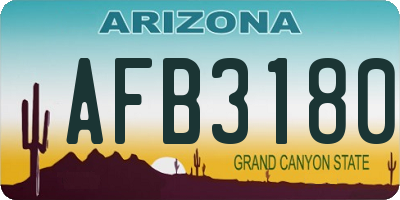 AZ license plate AFB3180