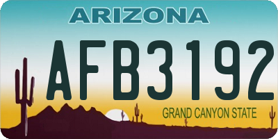 AZ license plate AFB3192