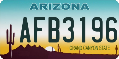 AZ license plate AFB3196