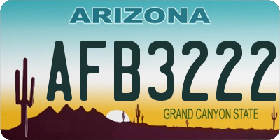AZ license plate AFB3222