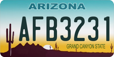 AZ license plate AFB3231