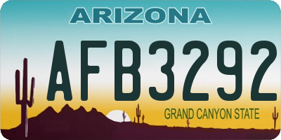 AZ license plate AFB3292