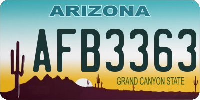 AZ license plate AFB3363