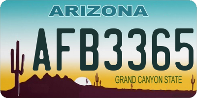 AZ license plate AFB3365
