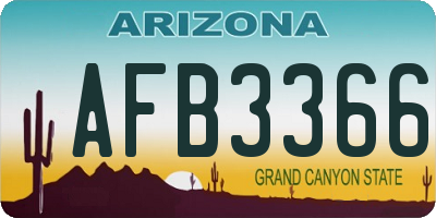AZ license plate AFB3366