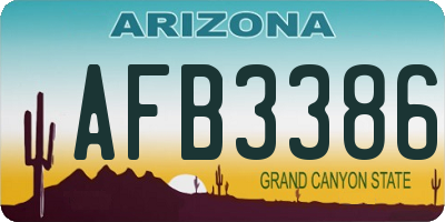AZ license plate AFB3386