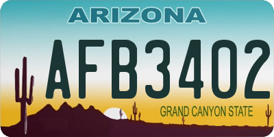 AZ license plate AFB3402