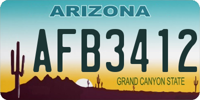 AZ license plate AFB3412