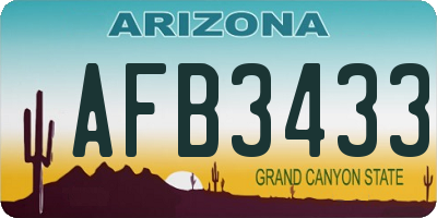 AZ license plate AFB3433