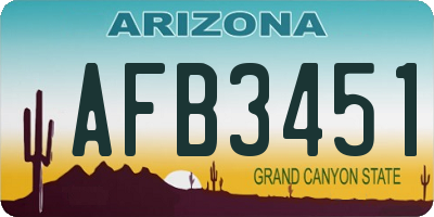 AZ license plate AFB3451