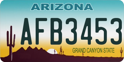 AZ license plate AFB3453