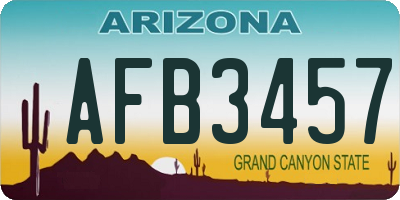 AZ license plate AFB3457