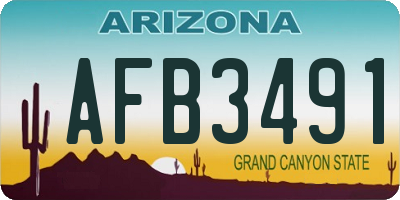 AZ license plate AFB3491