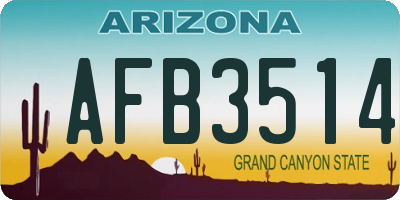 AZ license plate AFB3514