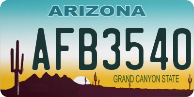 AZ license plate AFB3540