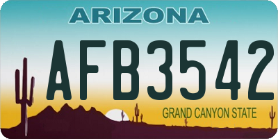 AZ license plate AFB3542