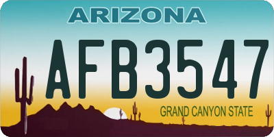 AZ license plate AFB3547