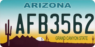 AZ license plate AFB3562