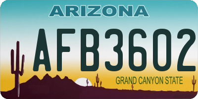 AZ license plate AFB3602