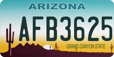 AZ license plate AFB3625