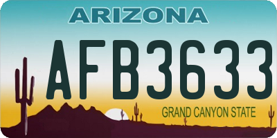 AZ license plate AFB3633