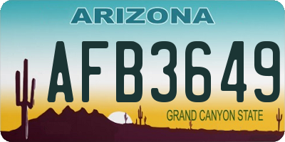 AZ license plate AFB3649