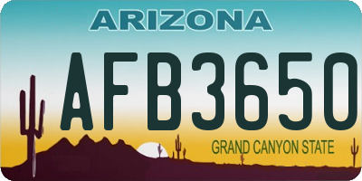 AZ license plate AFB3650