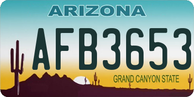 AZ license plate AFB3653