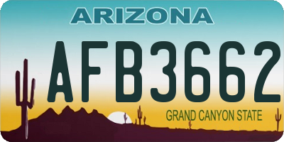AZ license plate AFB3662