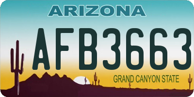 AZ license plate AFB3663