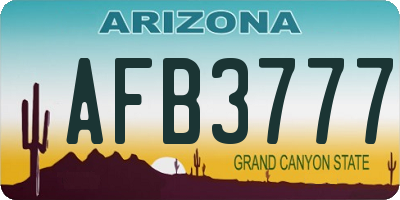 AZ license plate AFB3777