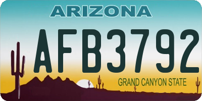 AZ license plate AFB3792