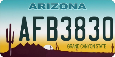 AZ license plate AFB3830