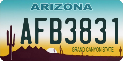 AZ license plate AFB3831