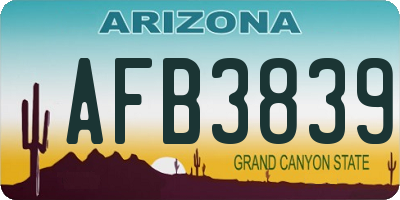 AZ license plate AFB3839