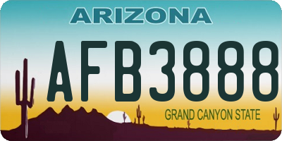 AZ license plate AFB3888
