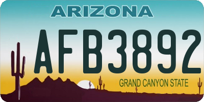 AZ license plate AFB3892