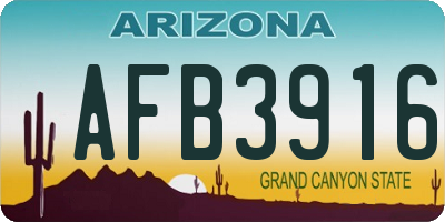 AZ license plate AFB3916