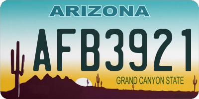 AZ license plate AFB3921