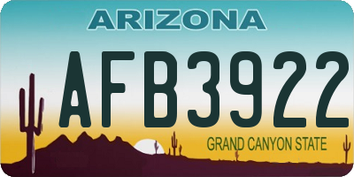 AZ license plate AFB3922