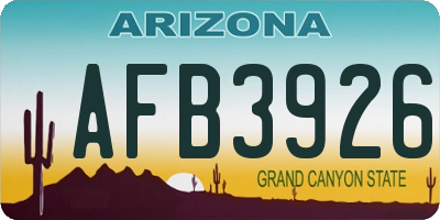 AZ license plate AFB3926