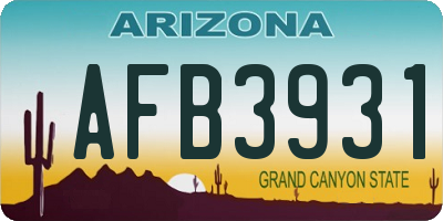 AZ license plate AFB3931