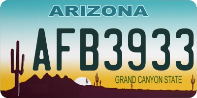 AZ license plate AFB3933
