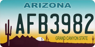 AZ license plate AFB3982