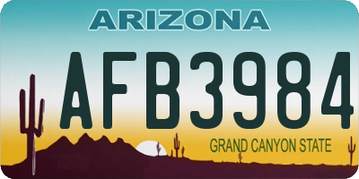 AZ license plate AFB3984