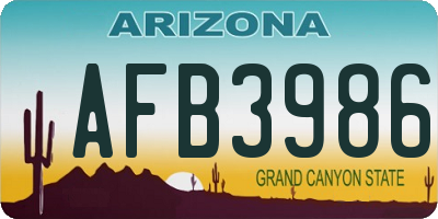 AZ license plate AFB3986